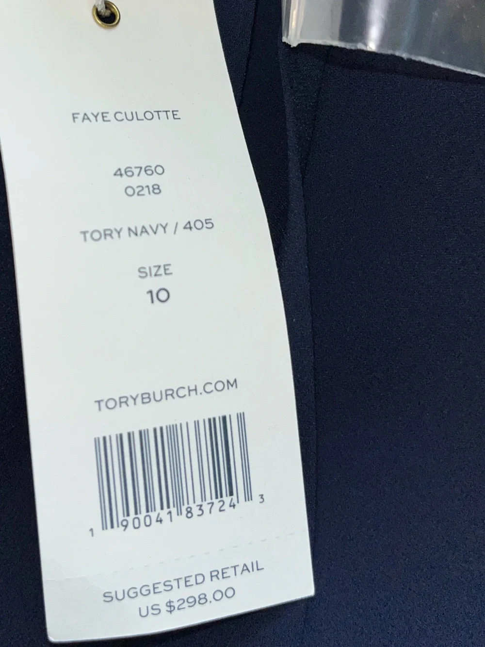 New Tory Burch Faye Pleated Culottes Signature Navy Size 10 Crepe de Chin $298